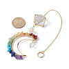 Natural & Synthetic Gemstone Chip Pendant Decorations with Brass Moon & Cable Chain HJEW-JM01646-3