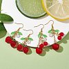 2 Pairs 2 Style Cherry & Strawberry Glass Dangle Earrings EJEW-JE05729-2