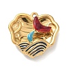 Hollow 304 Stainless Steel Two Sides Enamel Pendants STAS-L316-17G-02-1