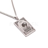 304 Stainless Steel Curb Chain Rectangle with Constellation Pendant Necklaces PW-WG0F5D0-31-1