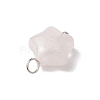Natural Rose Quartz Star Charms with Brass Loops PALLOY-JF02733-02-4