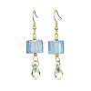 Dyed Natural Quartz & Glass Teardrop Dangle Earrings EJEW-JE05714-3