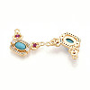 Synthetic Turquoise Rectangle with Flower Pendants KK-N258-15G-2