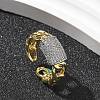 Brass Micro Pave Clear Cubic Zirconia Cuff Finger Rings for Women RJEW-B112-16GP-1