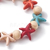 Beach Starfish Dyed Synthetic Turquoise Stretch Bracelets BJEW-JB10294-02-4