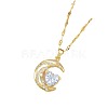 Moon & Heart 304 Stainless Steel Micro Pave Clear Cubic Zirconia Pendant Necklaces FS-WG967E3-01-5