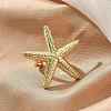 Starfish Brass Cuff Rings for Women RJEW-C123-02G-3