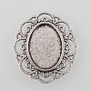 Tibetan Style Alloy Flower Tray Cabochon Settings TIBE-M021-07AS-1