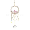Natural Rose Quartz & Dyed Natural Quartz Crystal with Glass Pendant Decorations HJEW-TA00123-03-1