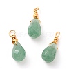 Wire Wrapped Faceted Natural Green Aventurine Pendants PALLOY-JF00541-01-1