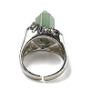 Hexagonal Prism Natural Green Aventurine Open Cuff Rings RJEW-B106-01P-01-4