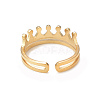 Crystal Rhinestone Crown Open Cuff Ring RJEW-I096-02G-3
