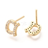 Brass Micro Pave Clear Cubic Zirconia Stud Earrings EJEW-O103-18G-2