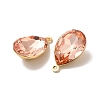 Real 18K Gold Plated Brass with Glass Pendants KK-177-22G-02-3