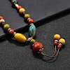 Ethnic Style Alloy & Porcelain Ceramic Beads Round Pendant Tassel Y Necklaces NJEW-D308-01A-5