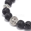 3Pcs 3 Style Natural Lava Rock & Synthetic Hematite Stretch Bracelets Set BJEW-JB08692-8