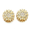 Flower Brass Micro Pave Clear Cubic Zirconia European Beads KK-D229-05G-1