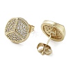 Flat Round Brass Micro Pave Cubic Zirconia Stud Earrings EJEW-G371-07G-2