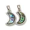 Rack Plating Brass Natural Paua Shell Pendants KK-U025-06P-02-1
