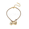 304 Stainless Steel Enamel & Rhinestone & Glass & Cotton Cord Charm Bracelets FS-WGBC5B1-03-1