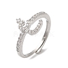 Rack Plating Brass Cubic Zirconia Arabic Letters Adjustable Rings for Women RJEW-S407-10P-06-1