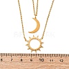 304 Stainless Steel Double Layered Sun Moon Pendant Necklaces NJEW-Z081-02G-4