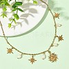 304 Stainless Steel & 201 Stainless Steel Sun Star Pendant Necklaces with Natural Pearl Beads for Women NJEW-JN06527-1
