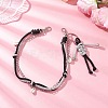 Polyester & Spandex Cord Rope Braided Human & Natural Cowrie Shell Charm Iron Chain Bag Decorative Chains AJEW-BA00173-02-2