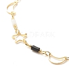 Brass Moon & Star Link Chain Anklet with Glass Beads for Women AJEW-AN00478-5
