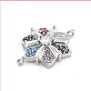 Brass Colorful Cubic Zirconia Connector Snowflake Connector Charms KK-L229-079P-01-2