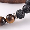 Natural Lava Rock Beaded Stretch Bracelets BJEW-JB02184-03-2
