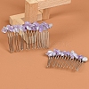 Natural Amethyst with Metal Chips Hair Combs PW-WG93284-01-1
