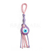 Flat Round with Evil Eye Resin Pendant Decorations EVIL-PW0002-12D-07-1