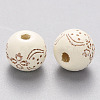 Painted Natural Wood Beads WOOD-N006-03A-09-2