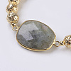 Electroplated Natural Lava Rock and Natural Frosted Amazonite Stretch Bracelets BJEW-P078-01D-2