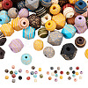120Pcs 4 Style Painted Natural Wood Beads WOOD-FW0001-07-2