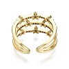 Brass Micro Pave Clear Cubic Zirconia Cuff Rings X-RJEW-S044-084-NF-4