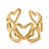 304 Stainless Steel Hollow Heart Open Cuff Rings for Valentine's Day RJEW-D012-03G-2