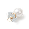 Natural Aquamarine Chip with Copper Wire Wrapped Shell Pearl Pendants PALLOY-JF04951-02-4