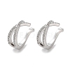 Brass Micro Pave Cubic Zirconia Cuff Earrings EJEW-E310-06P-1