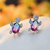 Tortoise Zinc Alloy Cubic Zirconia Stud Earrings WG8EE25-01-1
