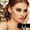 ANATTASOUL 4 Pairs 4 Colors Rhinestone Rectangle Dangle Stud Earrings EJEW-AN0004-18-6