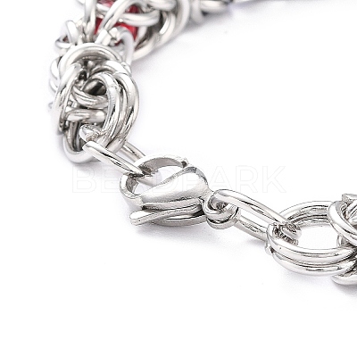 304 Stainless Steel Byzantine Chain Bracelet for Girl Women BJEW-Z011-17P-1