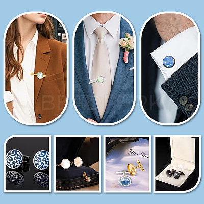 DIY Brass Cufflinks & Tie Clip Making Kits DIY-PH0035-72B-1