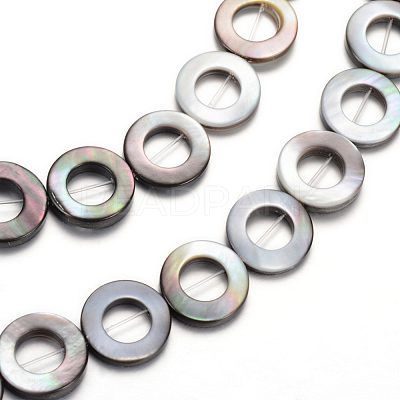 Natural Black Lip Shell Bead Frame Strands X-SHEL-R018-04-1