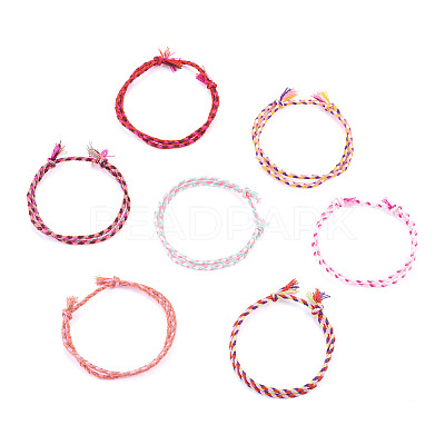 7Pcs 7 Colors Bohemian Cotton Cord Braided Bracelets BJEW-TA0001-29-1