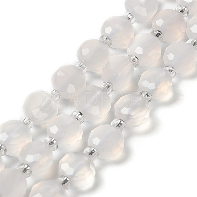 Natural White Agate Beads Strands G-B153-B02-1