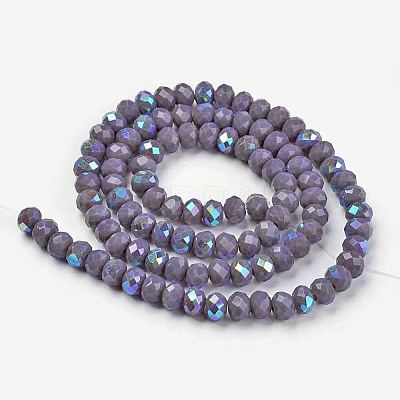 Electroplate Opaque Solid Color Glass Beads Strands EGLA-A034-P6mm-L10-1