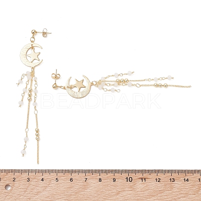 304 Stainless Steel & Brass Dangle Stud Earrings EJEW-TA00807-1