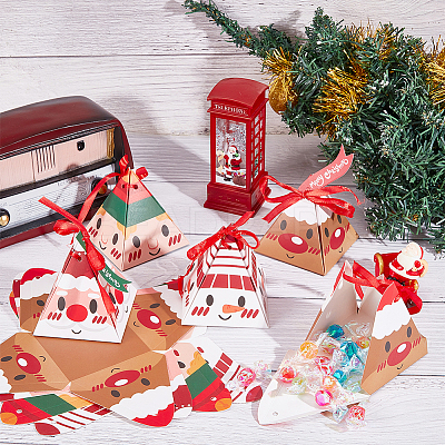 32Pcs 4 Style Christmas Theme Pyramid Shaped Paper Bakery Boxes BAKE-BC0001-01-1